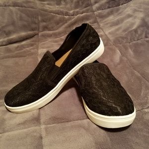 Black Lace Slip-on Sneakers!!